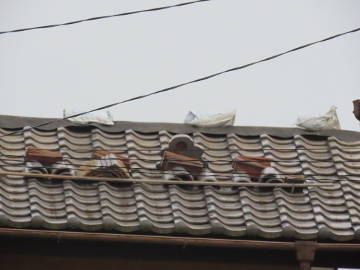 瓦屋根の工事施工中